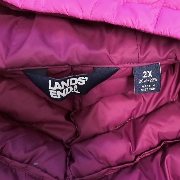 Lands End Womens Plus Size 2X Hooded Down Filled Puffer Coat Jacket Pink Light - Picture 7 of 7